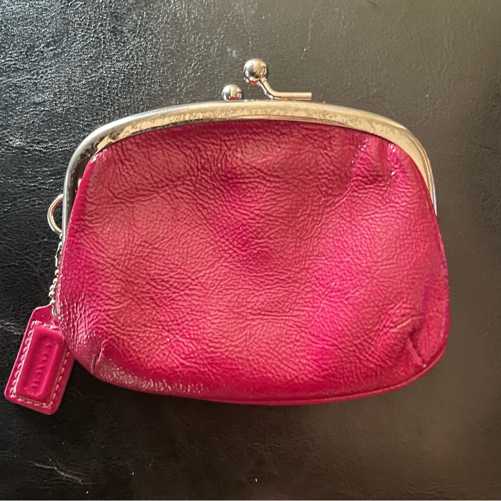 Vintage Coach Pink Leather Coin Purse Wallet